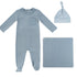 Kipp Baby Blue 3Pc Set Embroidered Pocket (Footie + Beanie + Blanket)